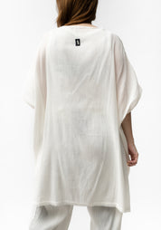 Oversized Semi-Sheer Textured Drop Shoulder Top