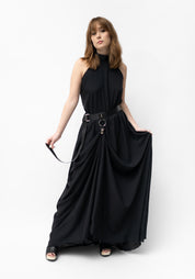 Belt Collar Maxi Dress