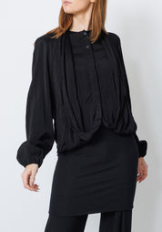 Omonito Draped Tie Collar Blouse
