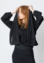 Omonito Draped Tie Collar Blouse