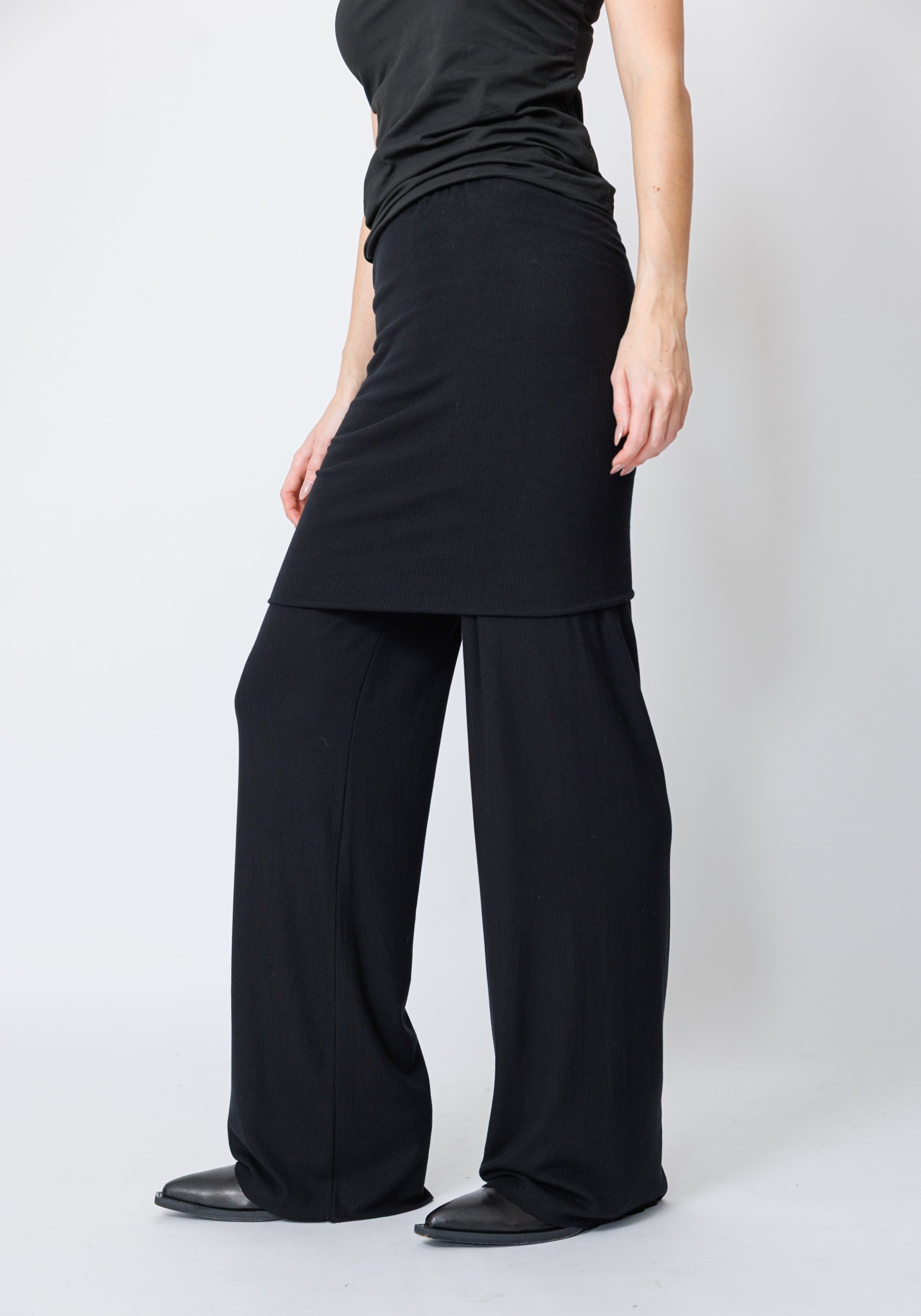 Meryann Skirt Detail Wide Leg Pants