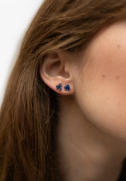 14k Gold Delicate Deep Blue Sapphire Studs