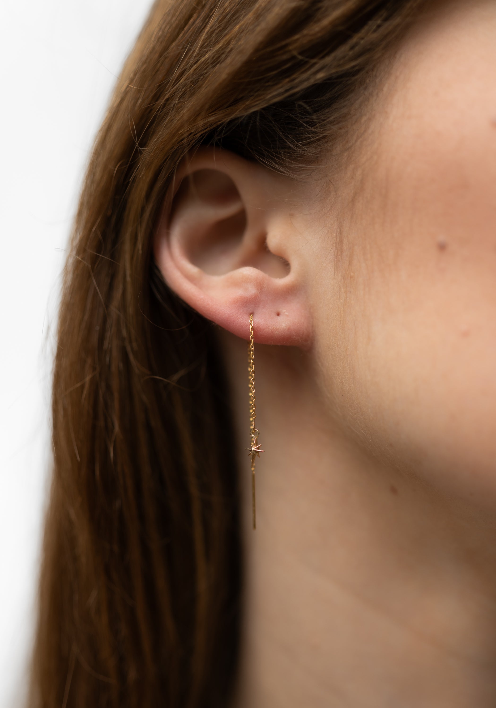 Single 14K Gold Delicate Star Threader