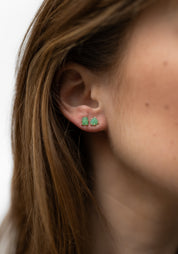 14k Gold Delicate Chrysoprase Studs