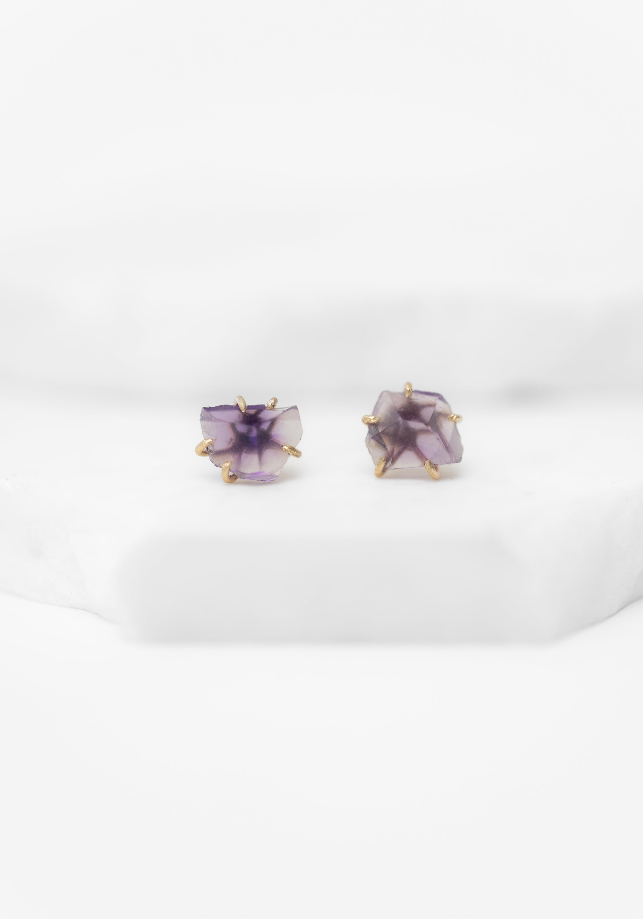 14k Gold Amethyst Studs