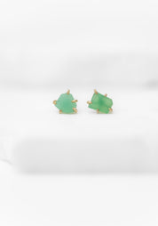 14k Gold Delicate Chrysoprase Studs