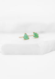 14k Gold Delicate Chrysoprase Studs