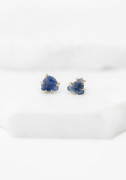 14k Gold Delicate Deep Blue Sapphire Studs