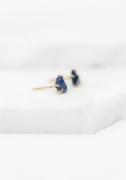 14k Gold Delicate Deep Blue Sapphire Studs