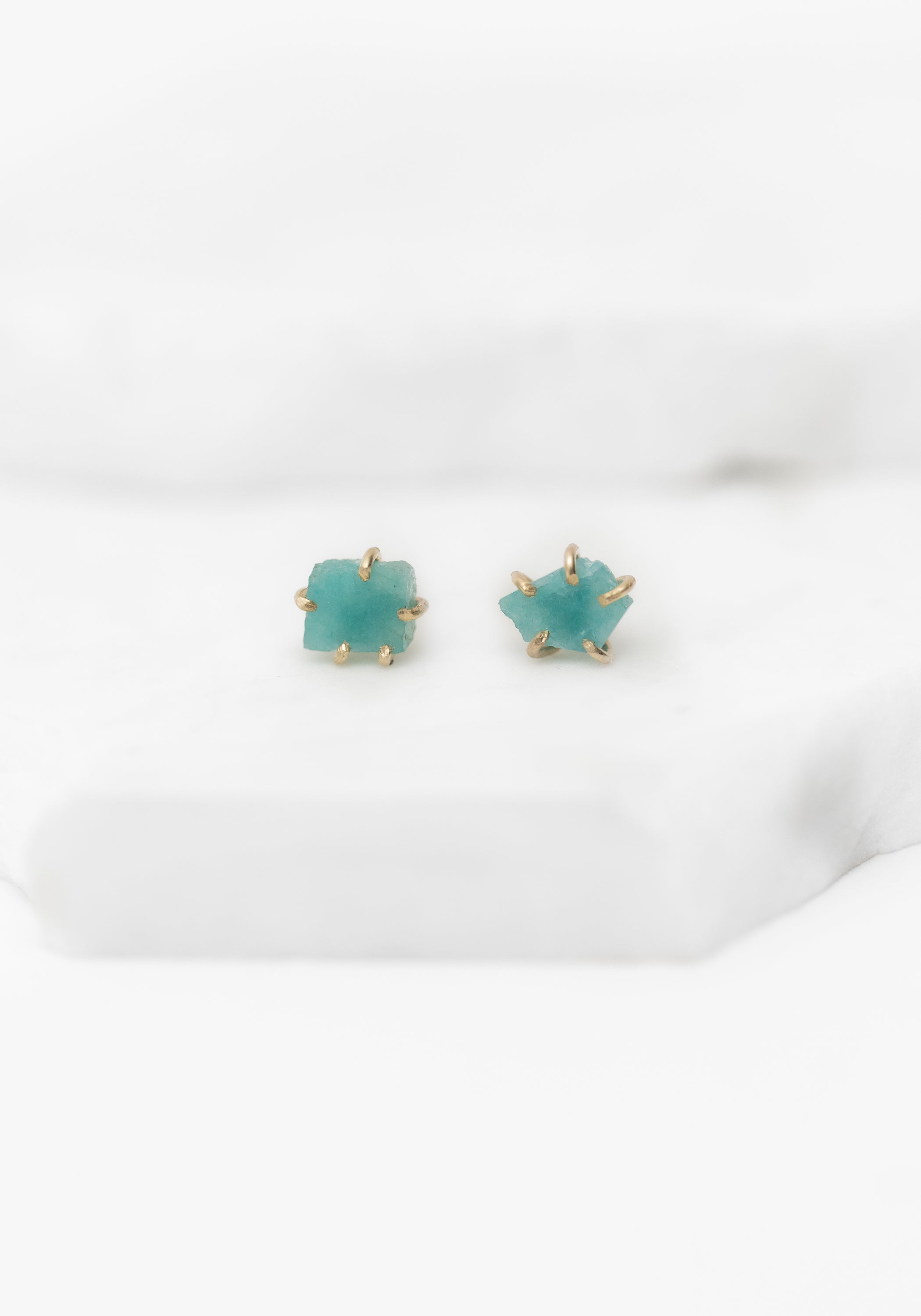 14k Gold Delicate Amazonite Studs