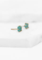 14k Gold Delicate Amazonite Studs