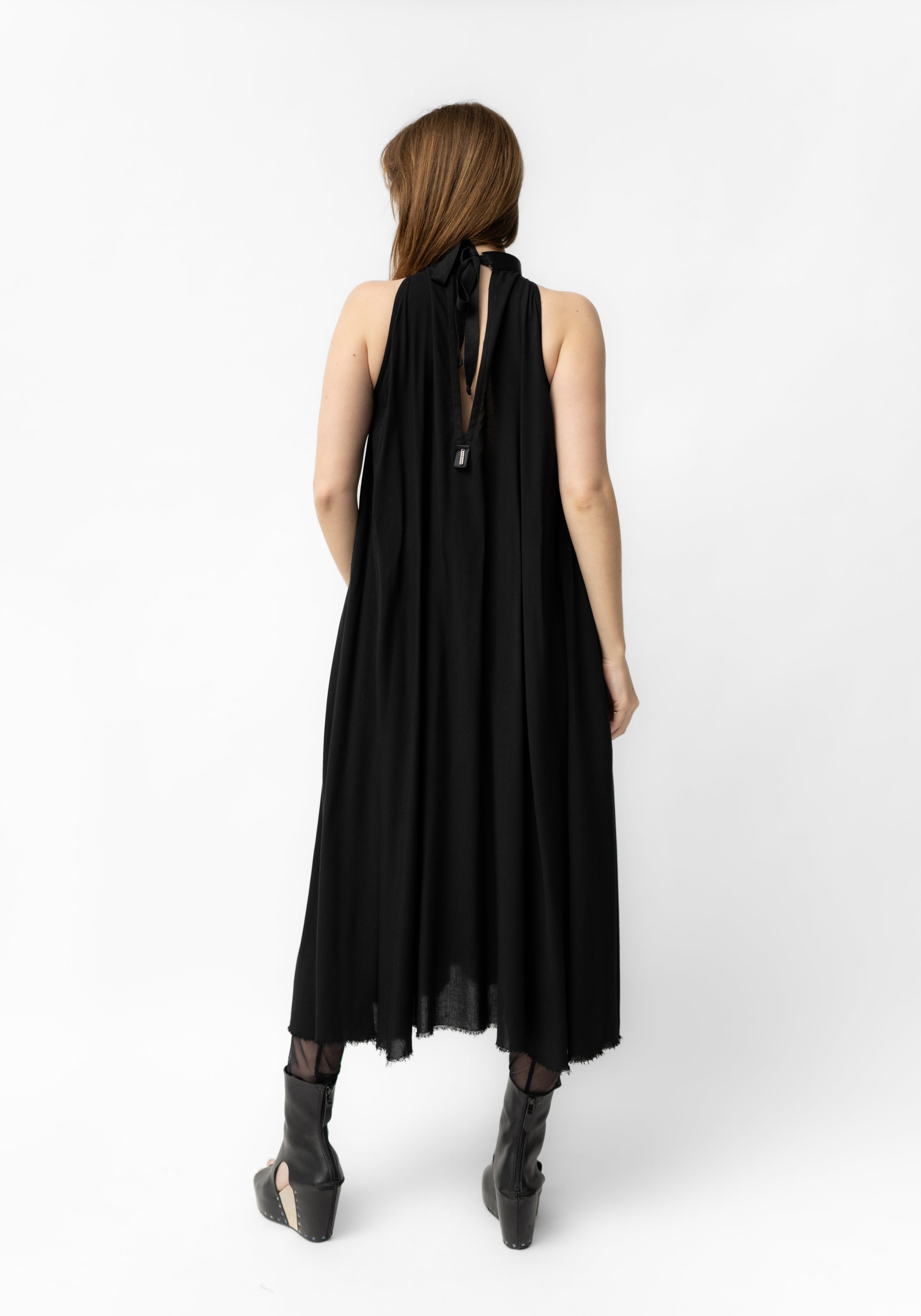 Belt Collar Midi Dress
