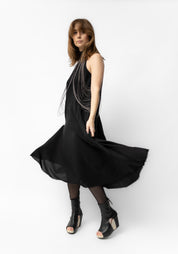 Belt Collar Midi Dress