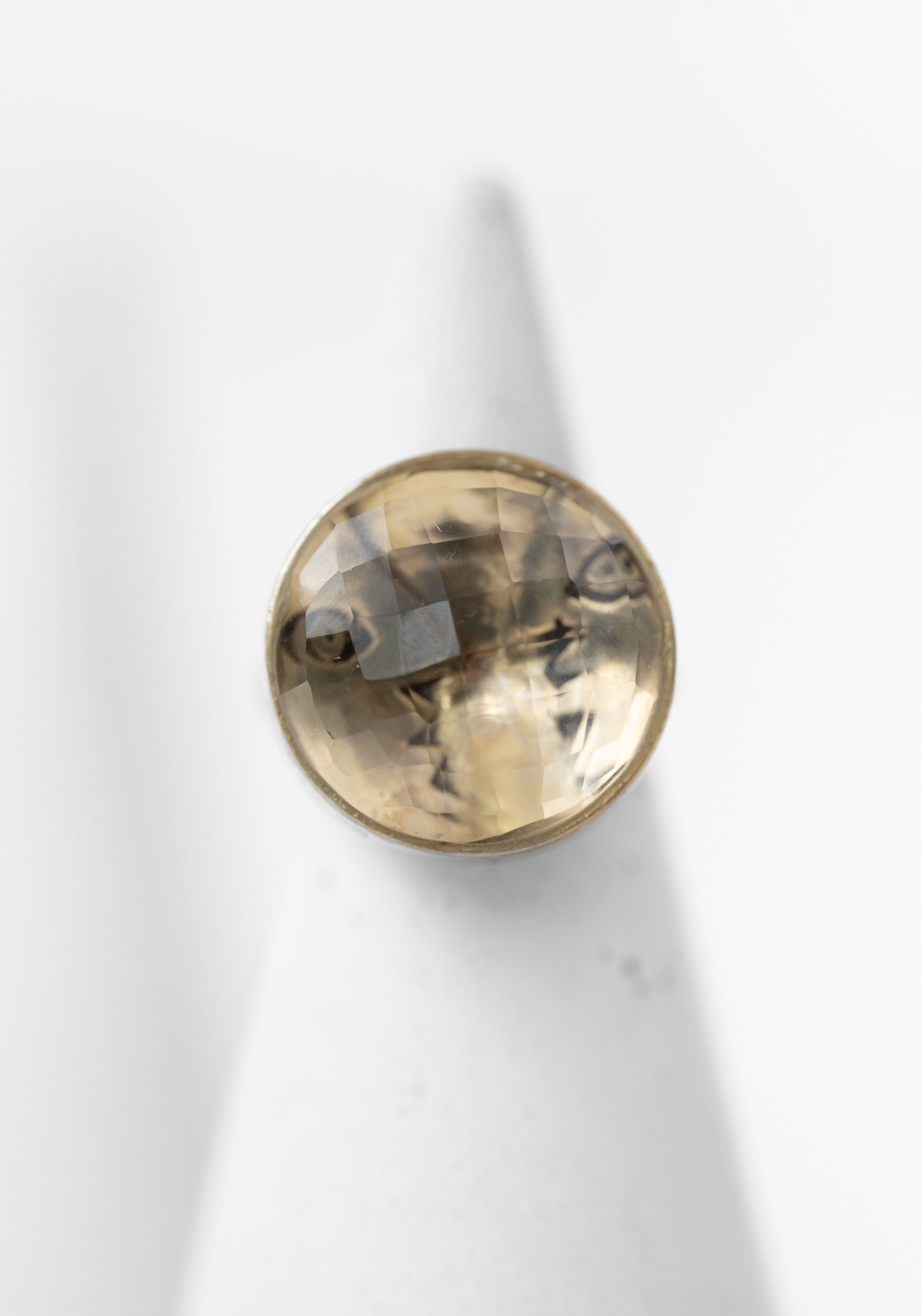 Gold Plated Cut Crystal Hidden Faces Detail Ring