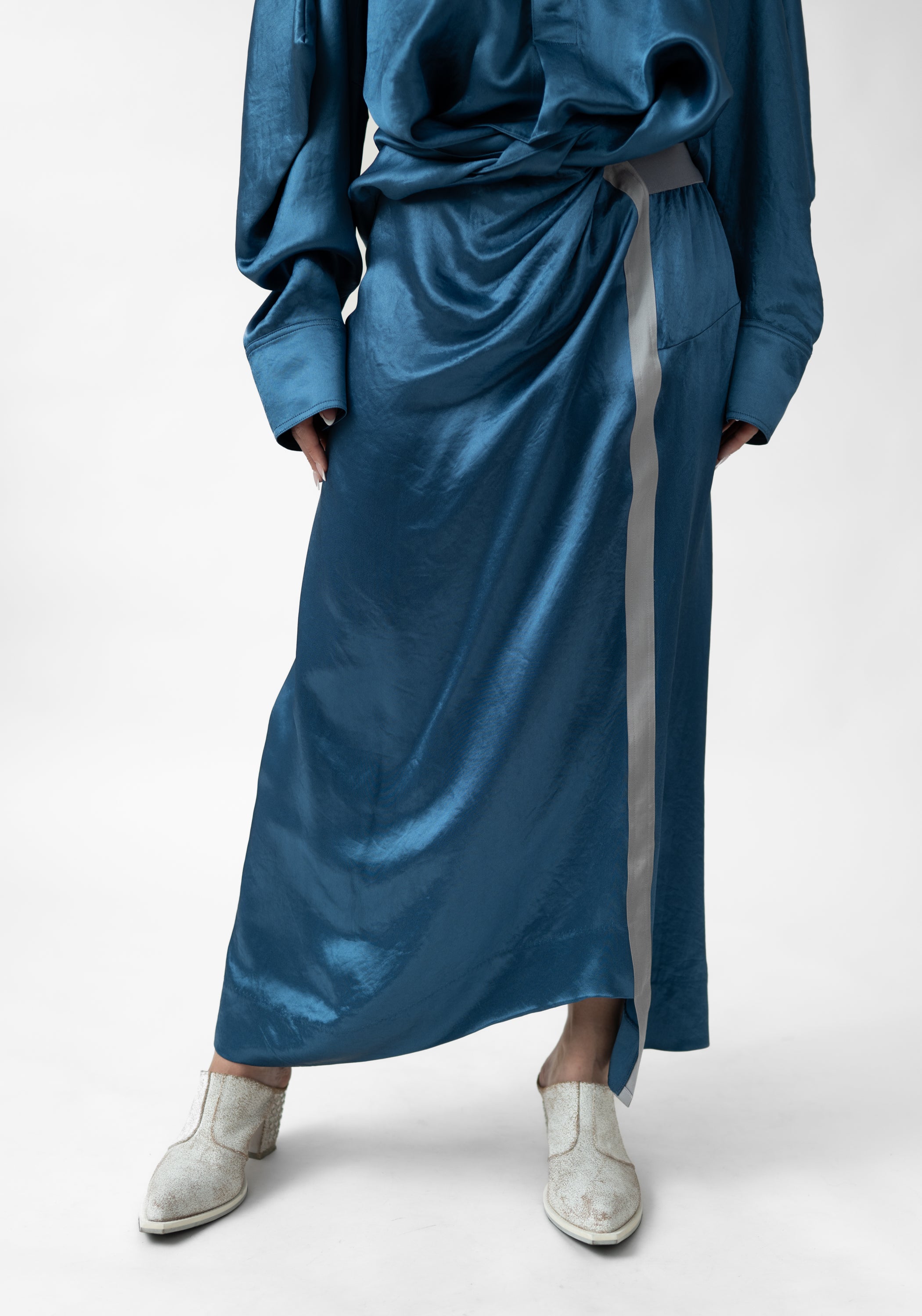 Asymmetric Draped Front Twist Detail Skirt - December Thieves