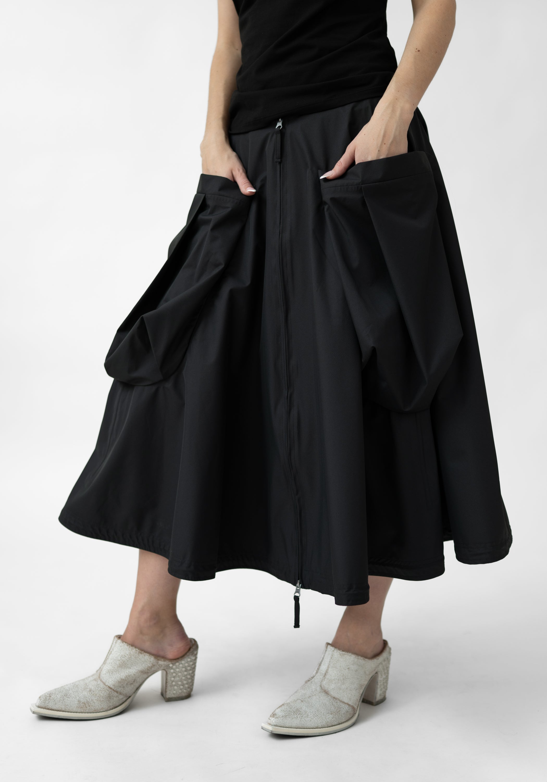 Zip Front Pocket Details A-Line Skirt - December Thieves