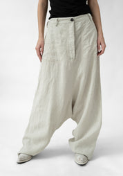 Wide Leg Drop Seat Textured Linen Pants - December Thieves