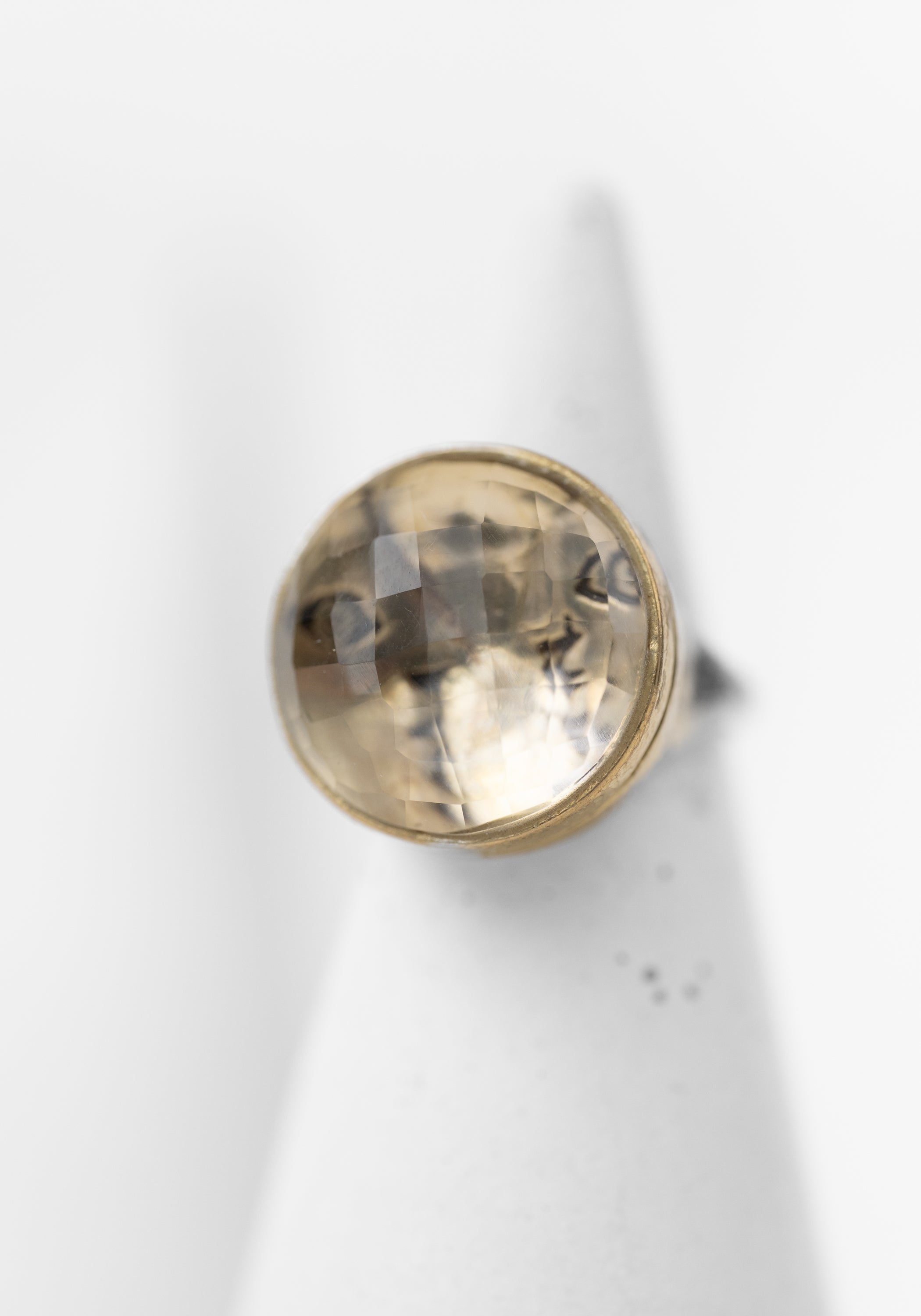 Gold Plated Cut Crystal Hidden Faces Detail Ring