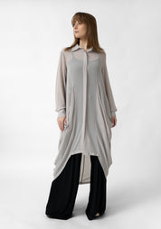 Asymmetric Semi-Sheer Tunic Blouse - December Thieves