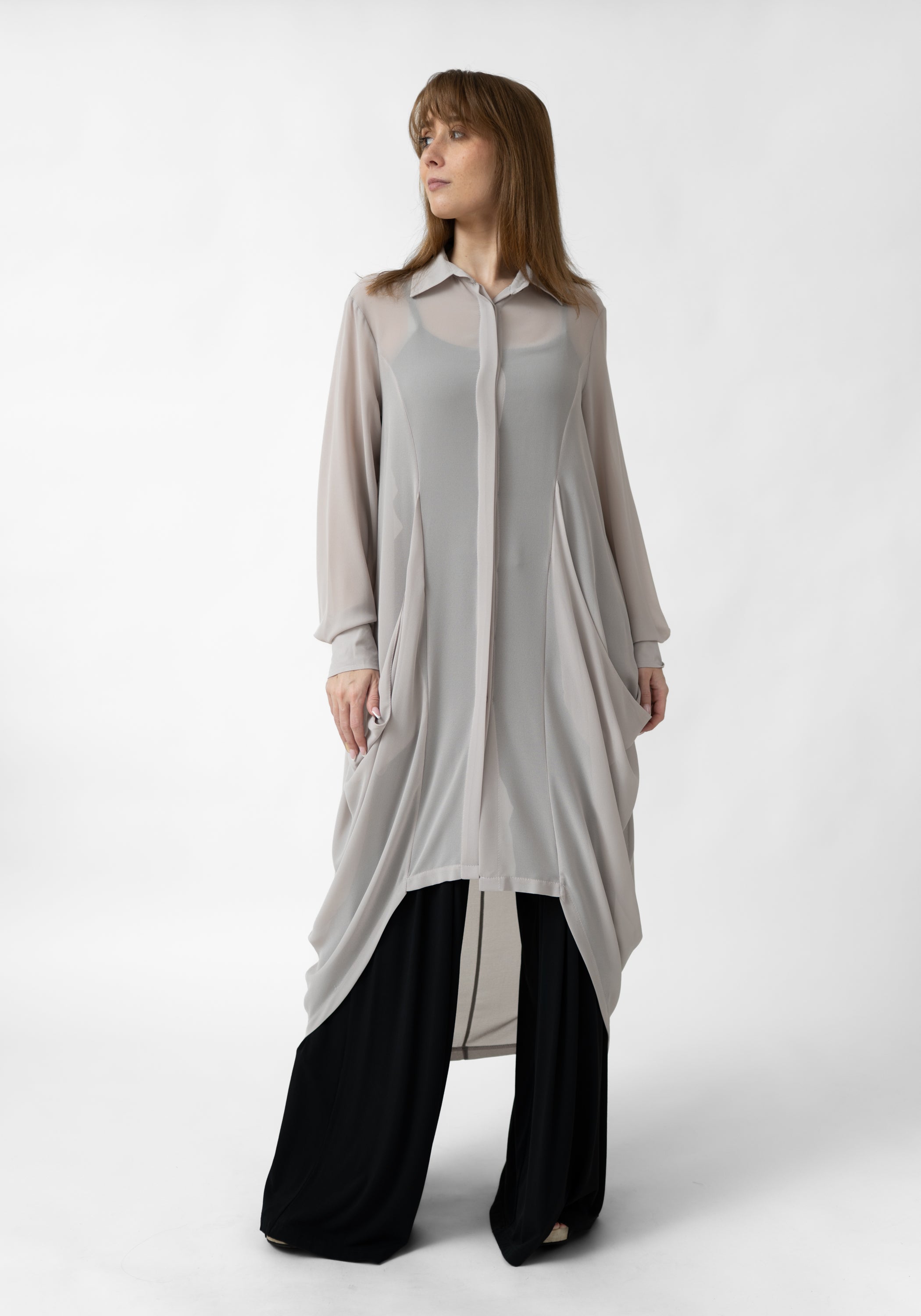 Asymmetric Semi-Sheer Tunic Blouse - December Thieves