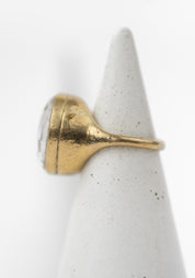 Gold Plated Cut Crystal Hidden Faces Detail Ring