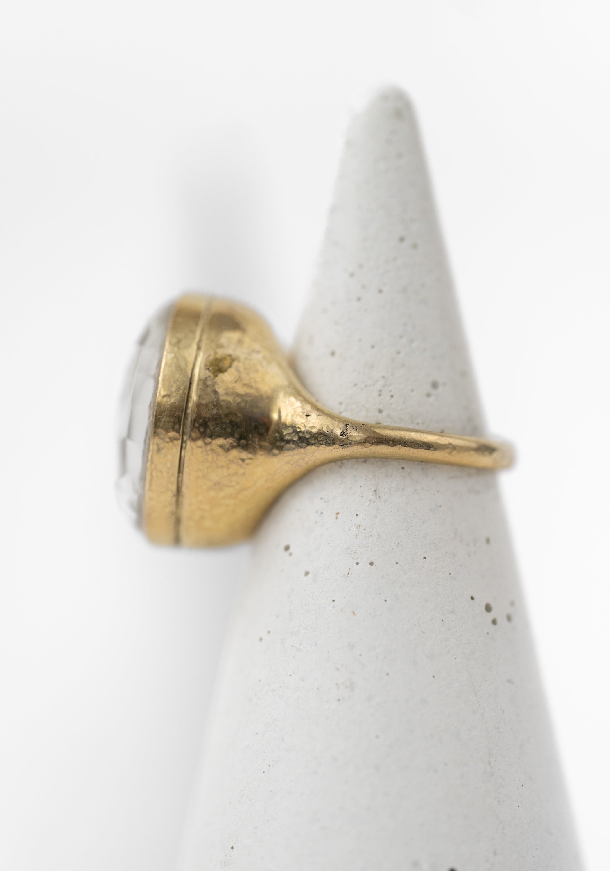 Gold Plated Cut Crystal Hidden Faces Detail Ring