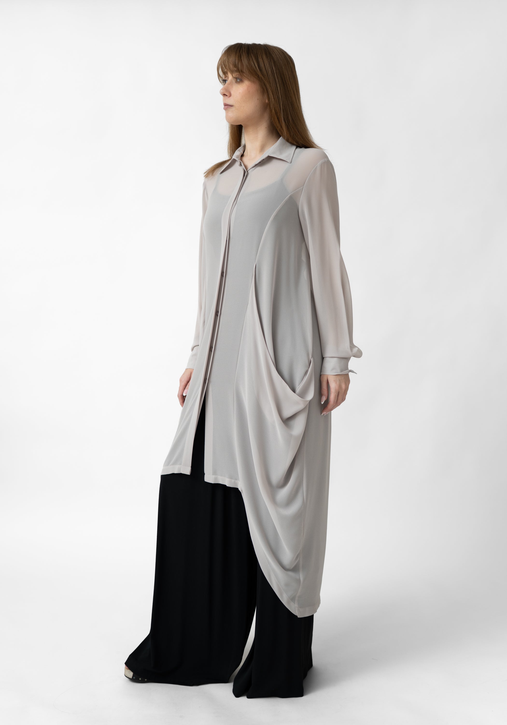 Asymmetric Semi-Sheer Tunic Blouse - December Thieves