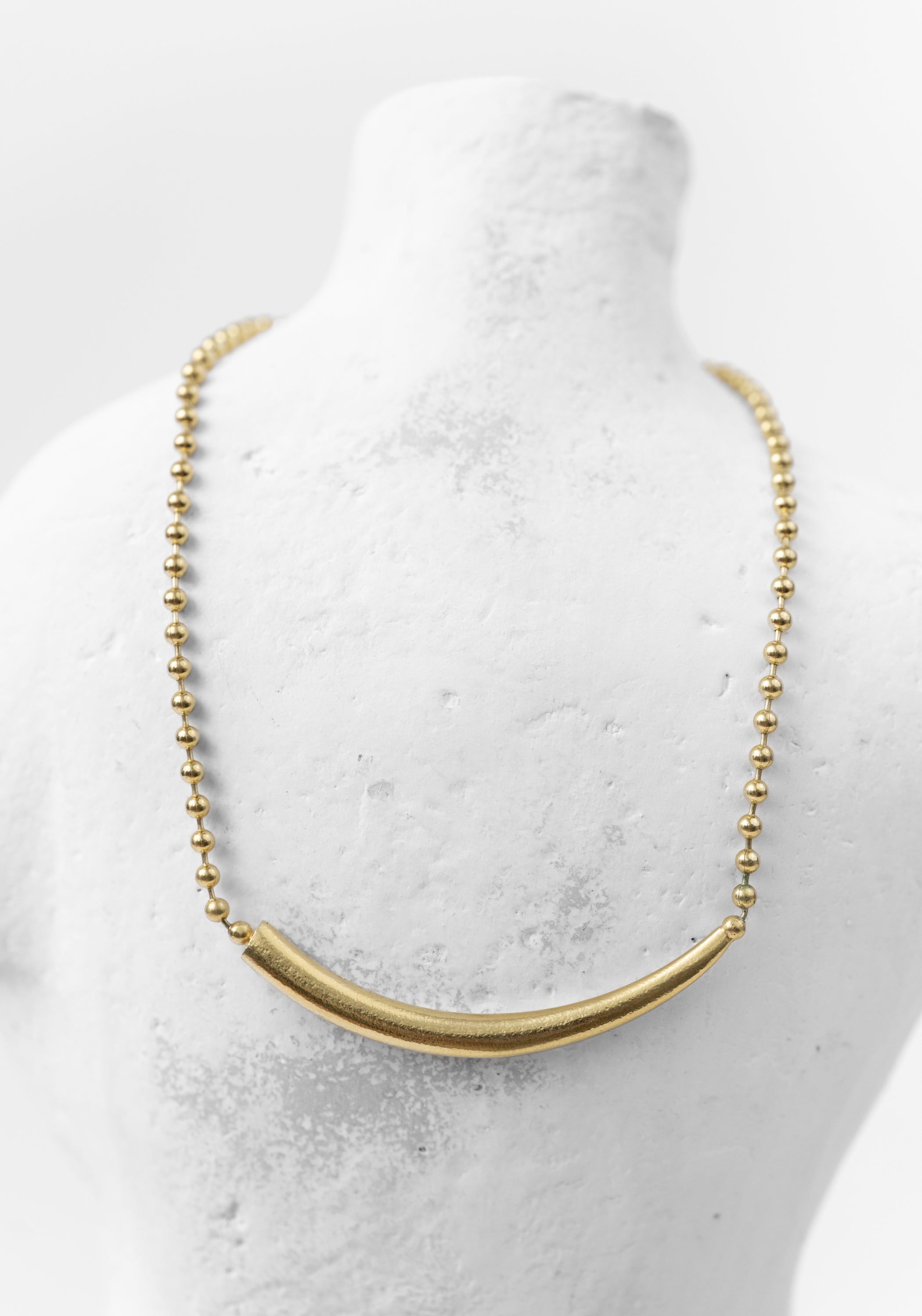 Gold Plated Ball Chain and Gilded Arch Necklace