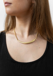 Gold Plated Ball Chain and Gilded Arch Necklace