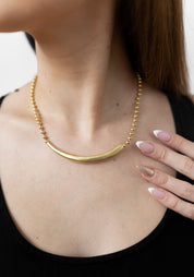 Gold Plated Ball Chain and Gilded Arch Necklace