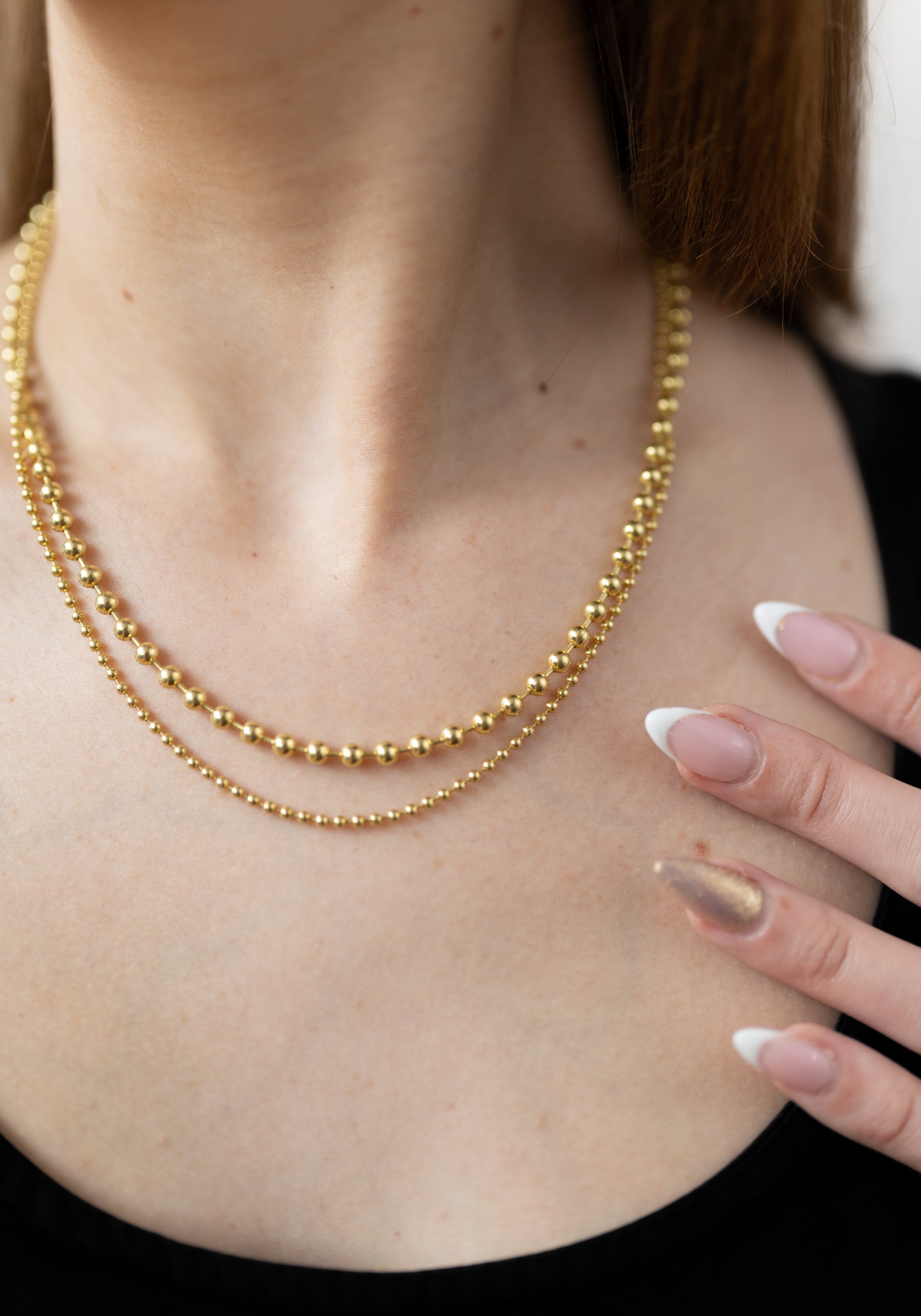 Gold Plated Layered Ball Chain Necklace