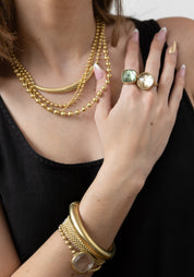 Gold Plated Cut Crystal Birds Detail Ring