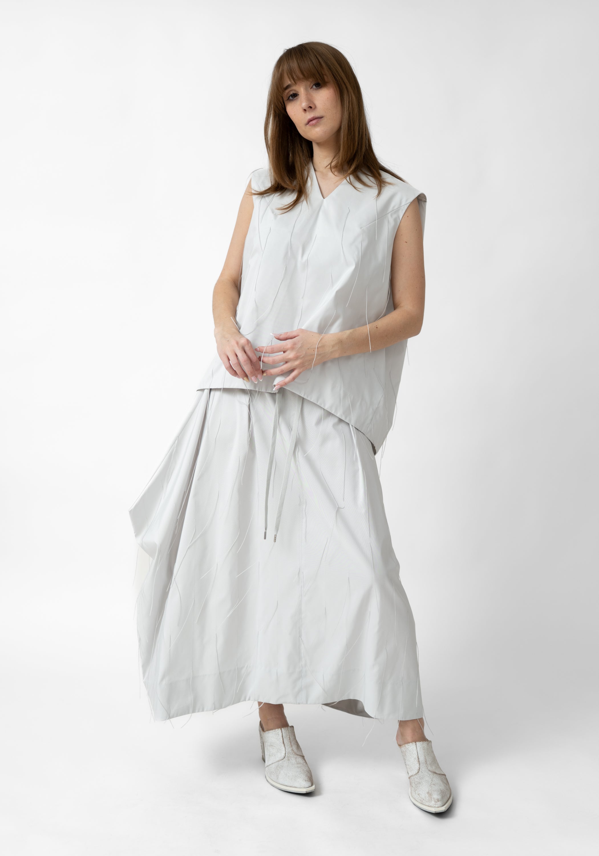 Floating Yarn Asymmetric Geometric Midi Skirt - December Thieves