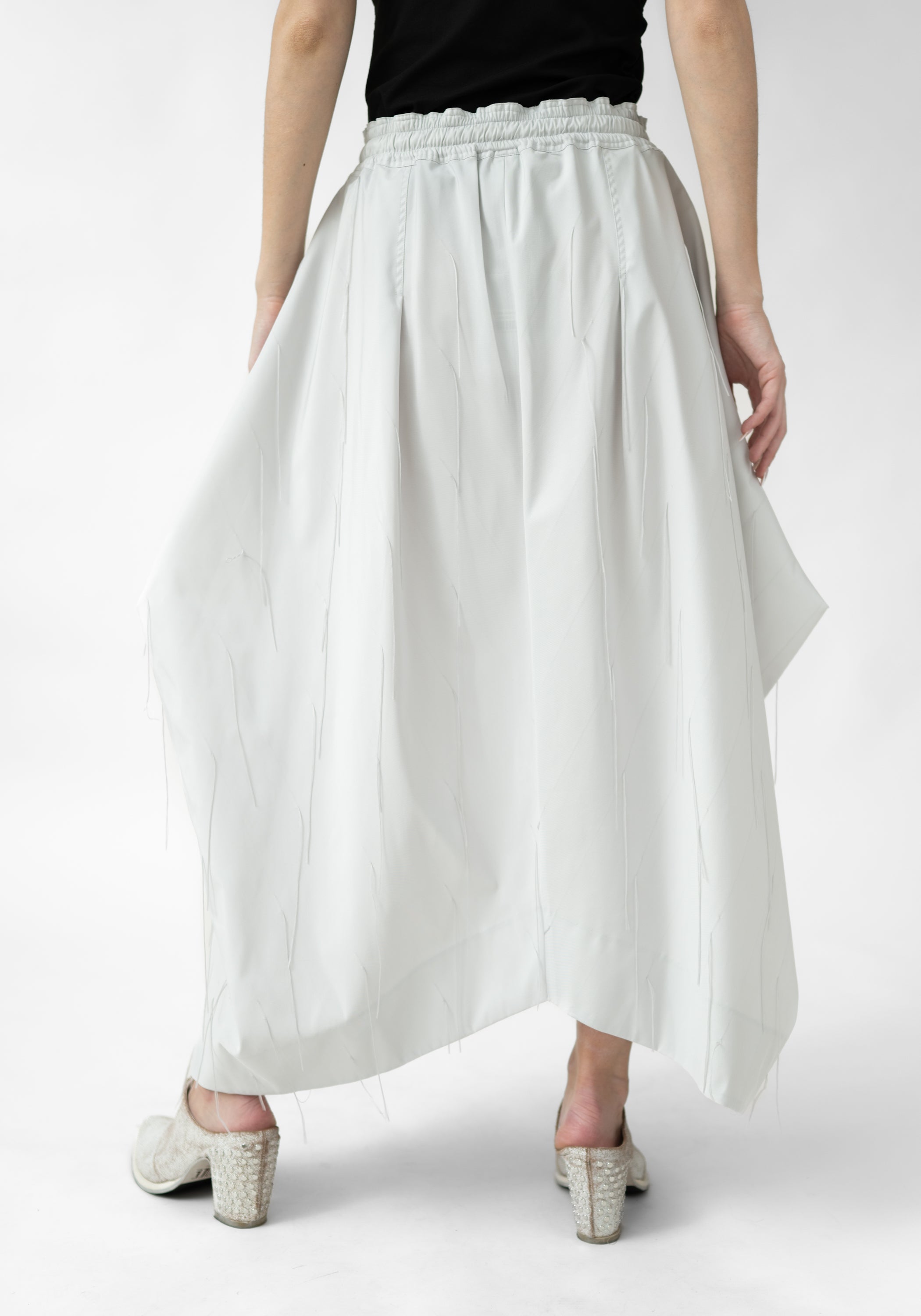 Floating Yarn Asymmetric Geometric Midi Skirt - December Thieves