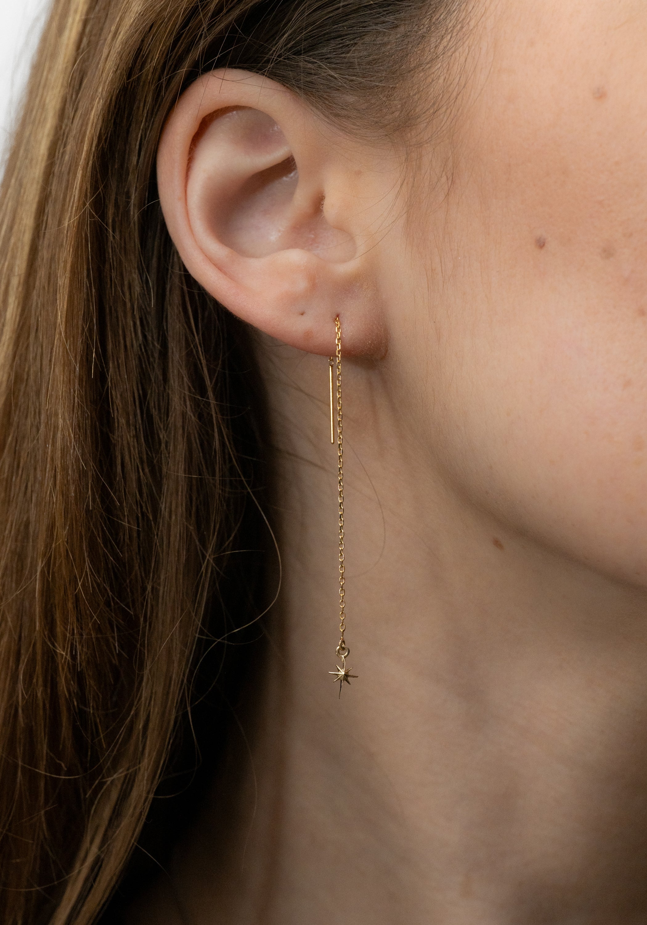 Single 14K Gold Delicate Star Threader