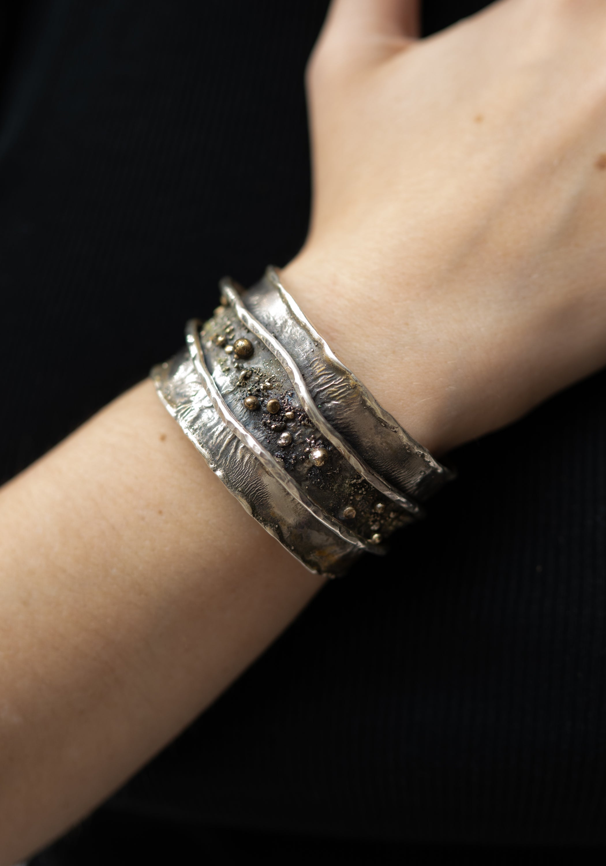 Sterling and Bronze Reticulated Cuff
