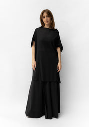 Textured High Neck Cropped Sleeve Top