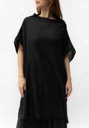 Textured High Neck Cropped Sleeve Top