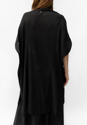 Textured High Neck Cropped Sleeve Top