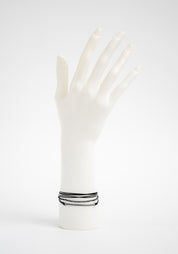 Oxidized Sterling Silver Thin Textured Bar and Hematite Bracelet