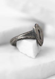 'Enter Shield' Sterling Keyhole Shield Ring