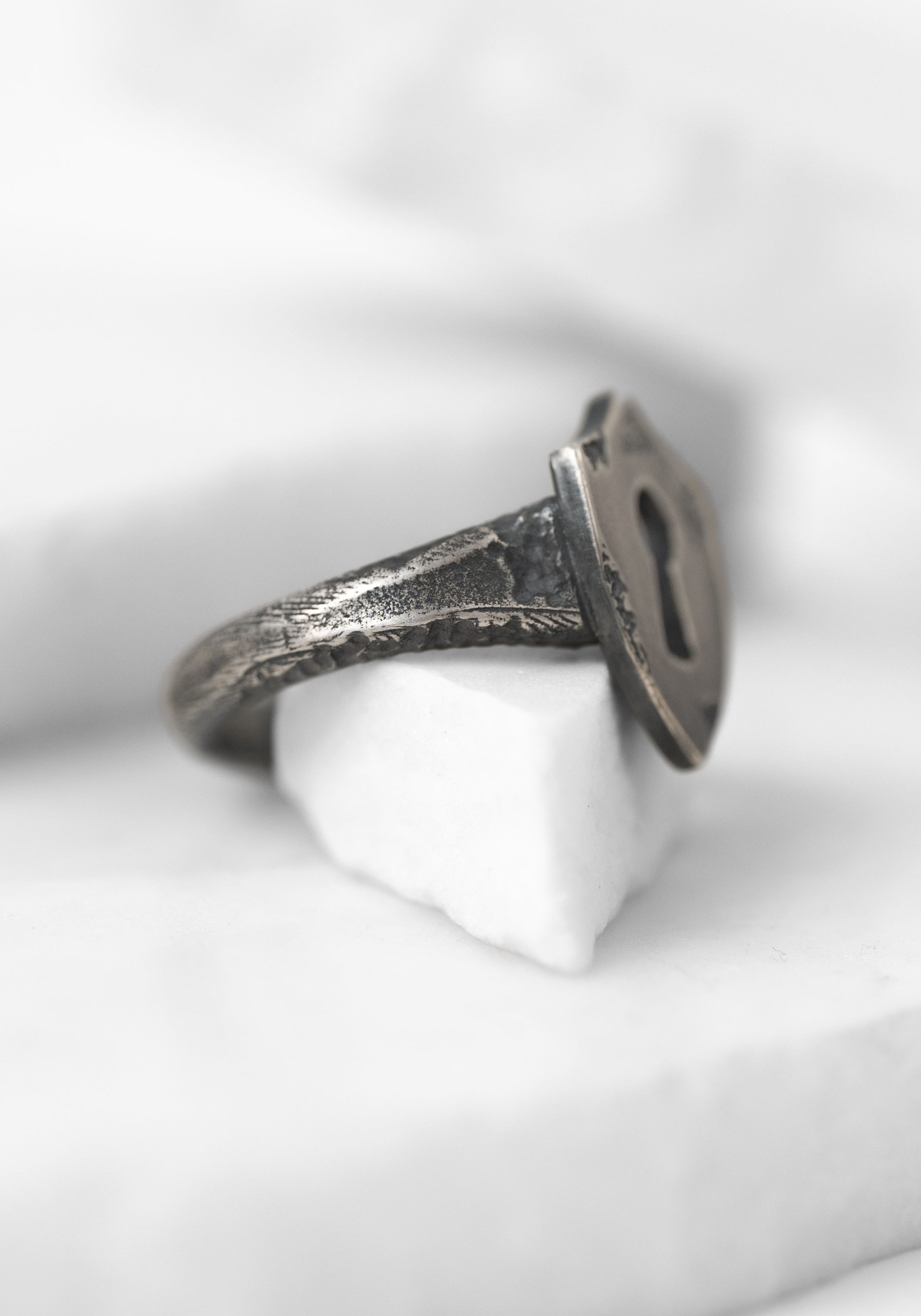 'Enter Shield' Sterling Keyhole Shield Ring