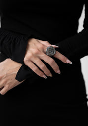 'Fragments Of A Key (Night)' Sterling Signet Ring