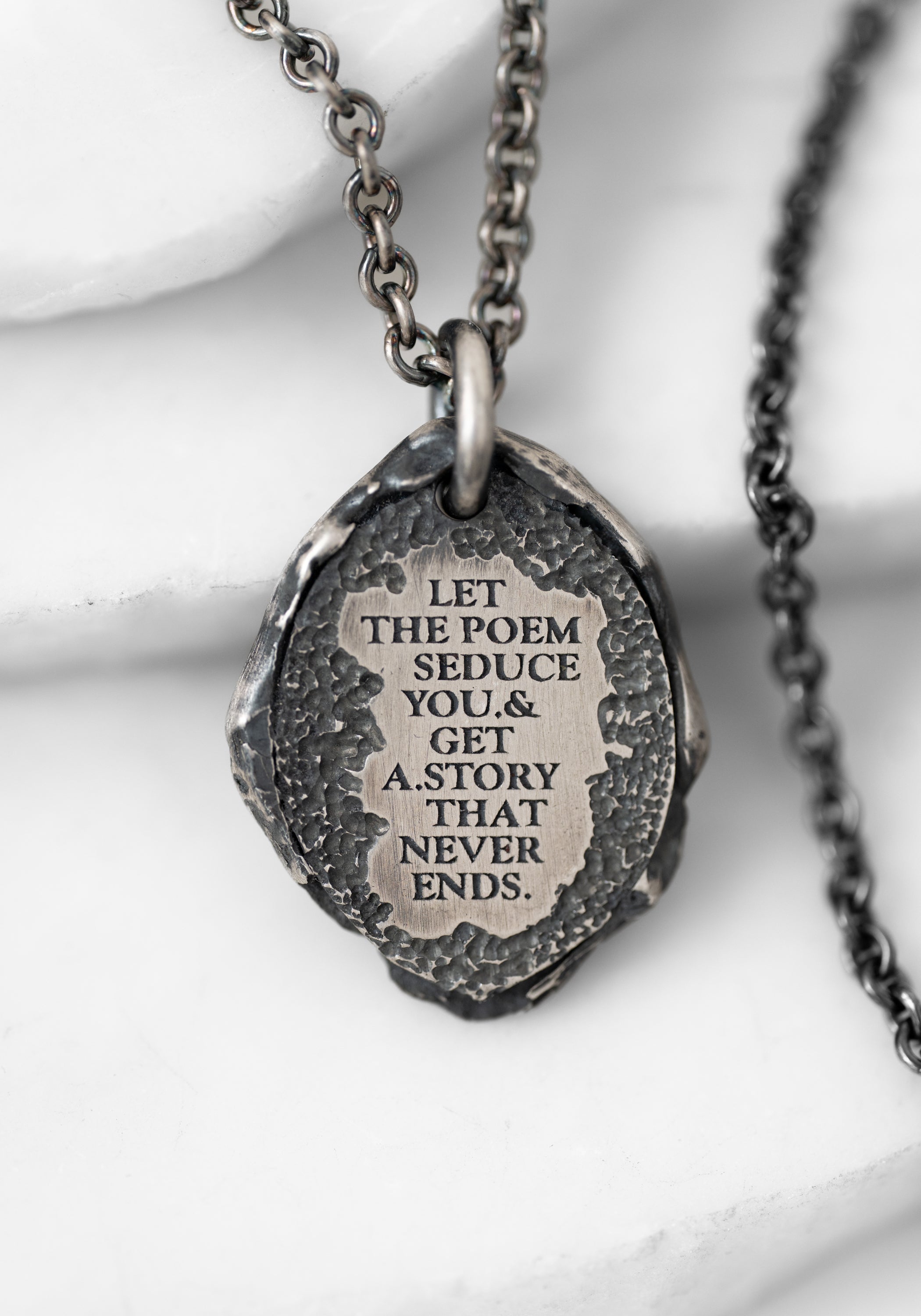 'Let The Poem (Night)' Sterling Necklace