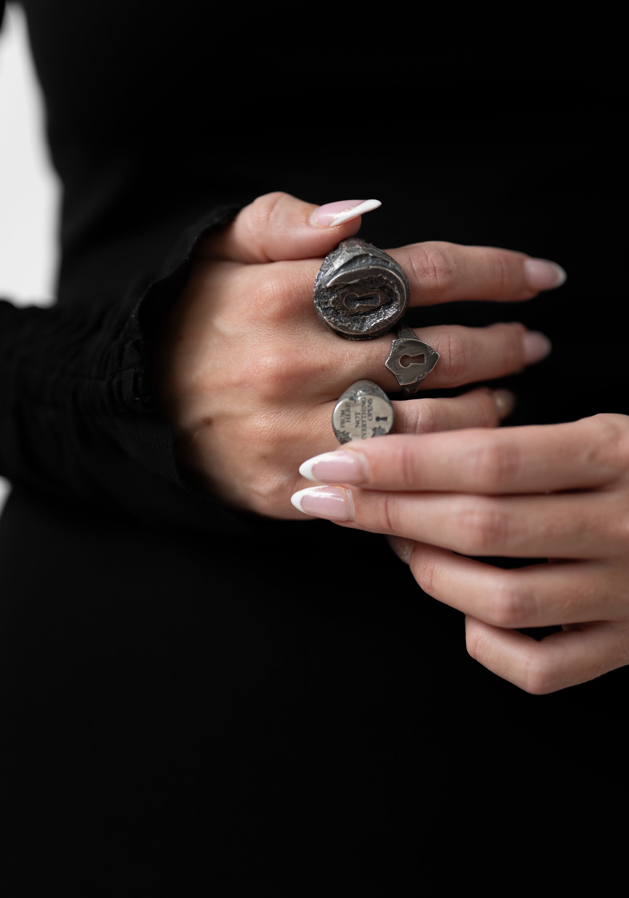 'Enter Shield' Sterling Keyhole Shield Ring