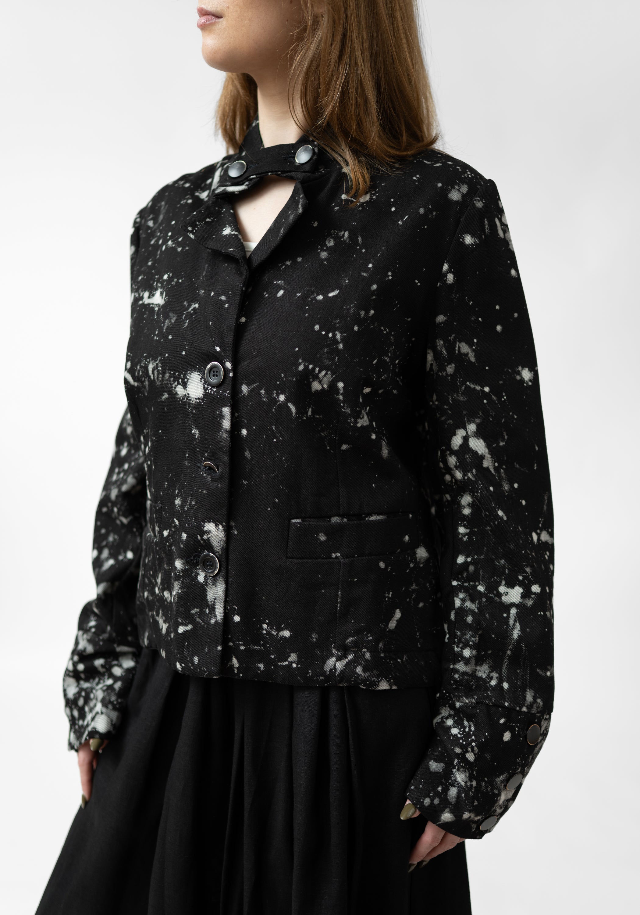Zhana High Neck Splatter Detail Jacket