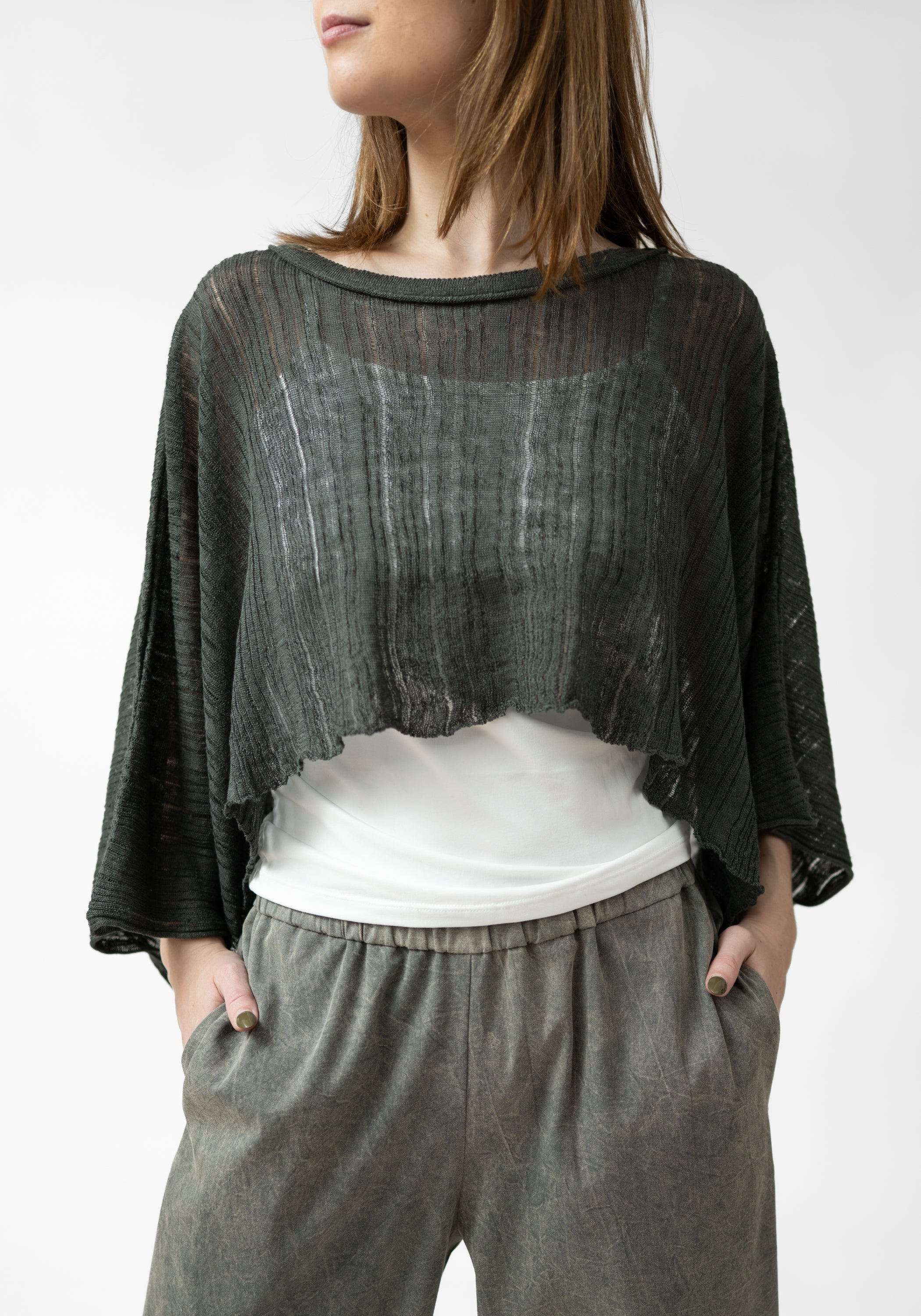 Flaxa Cropped Drop Shoulder Knit Pullover