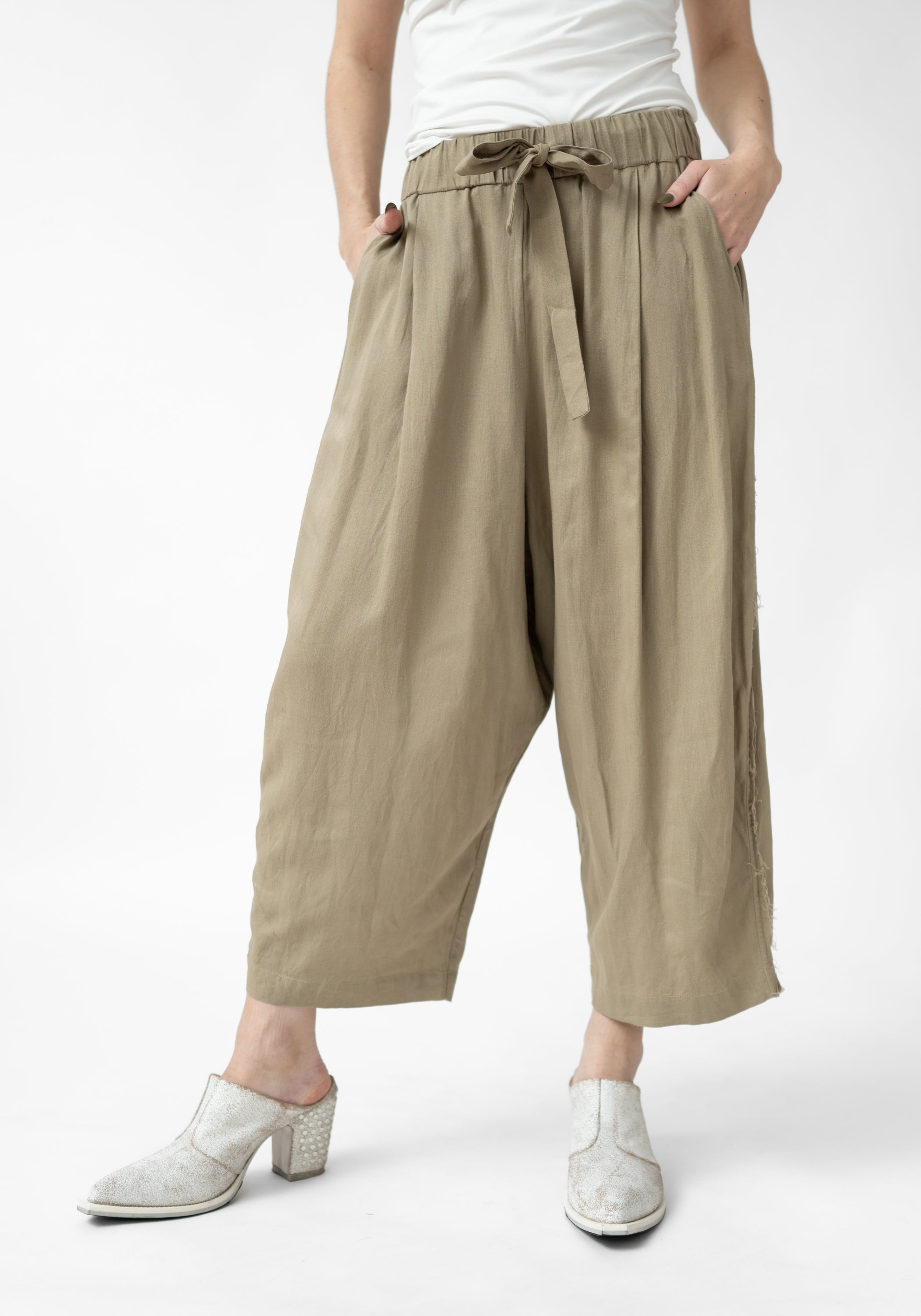 Monni Tapered Full Leg Tie Waist Pants - December Thieves