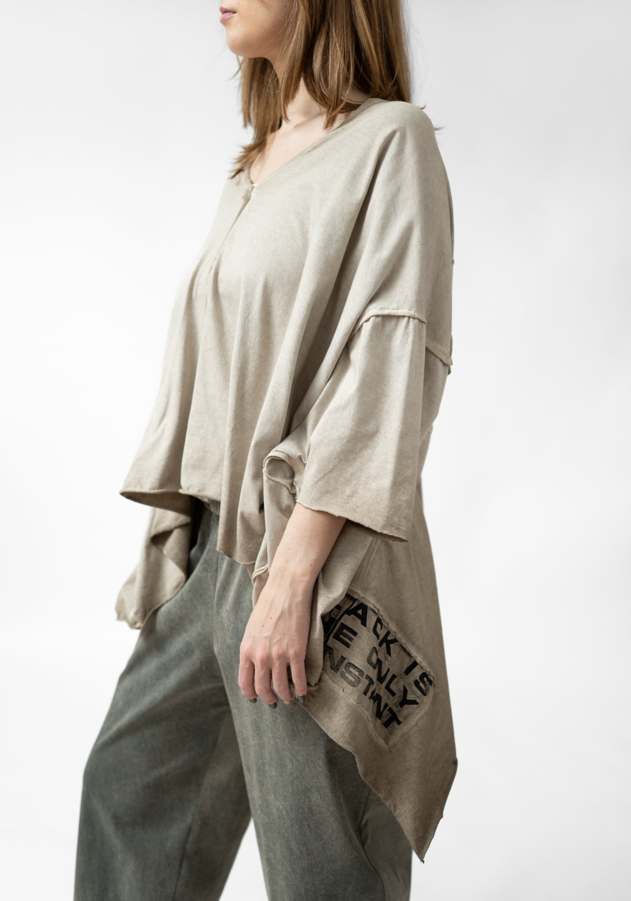 Liva Oversized Asymmetric Drop Shoulder Jersey Tunic