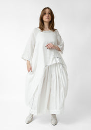Valonia Asymmetric Stitch Detail Linen Tunic